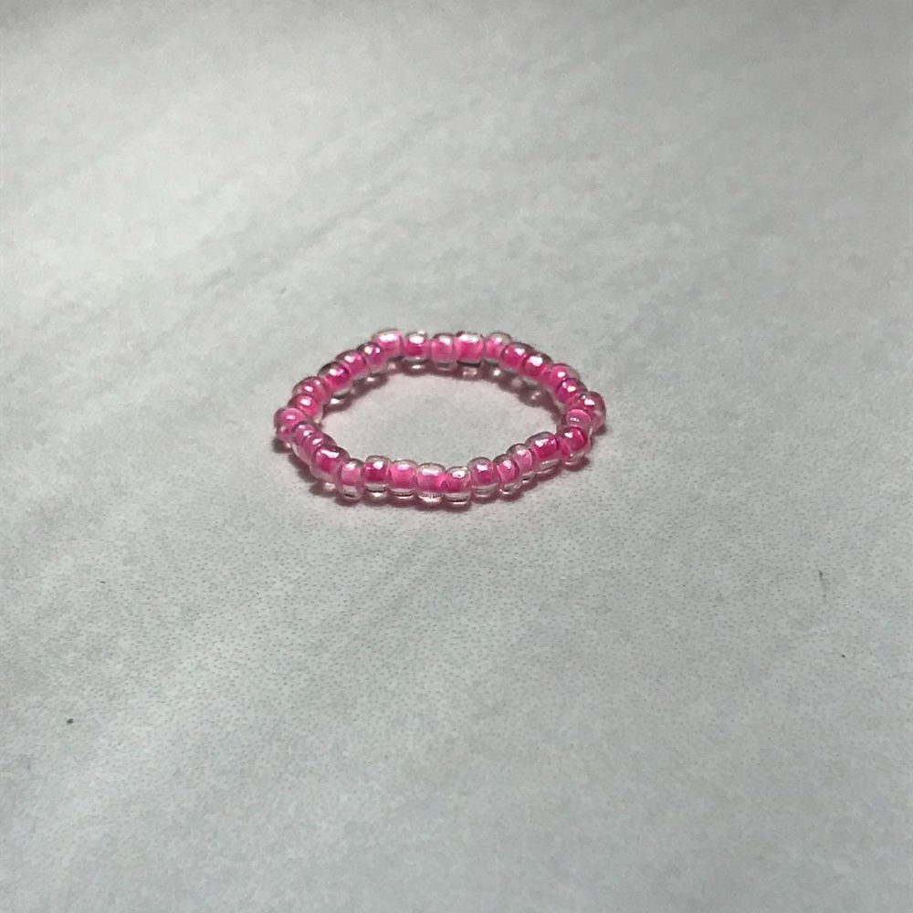 pink seed bead ring